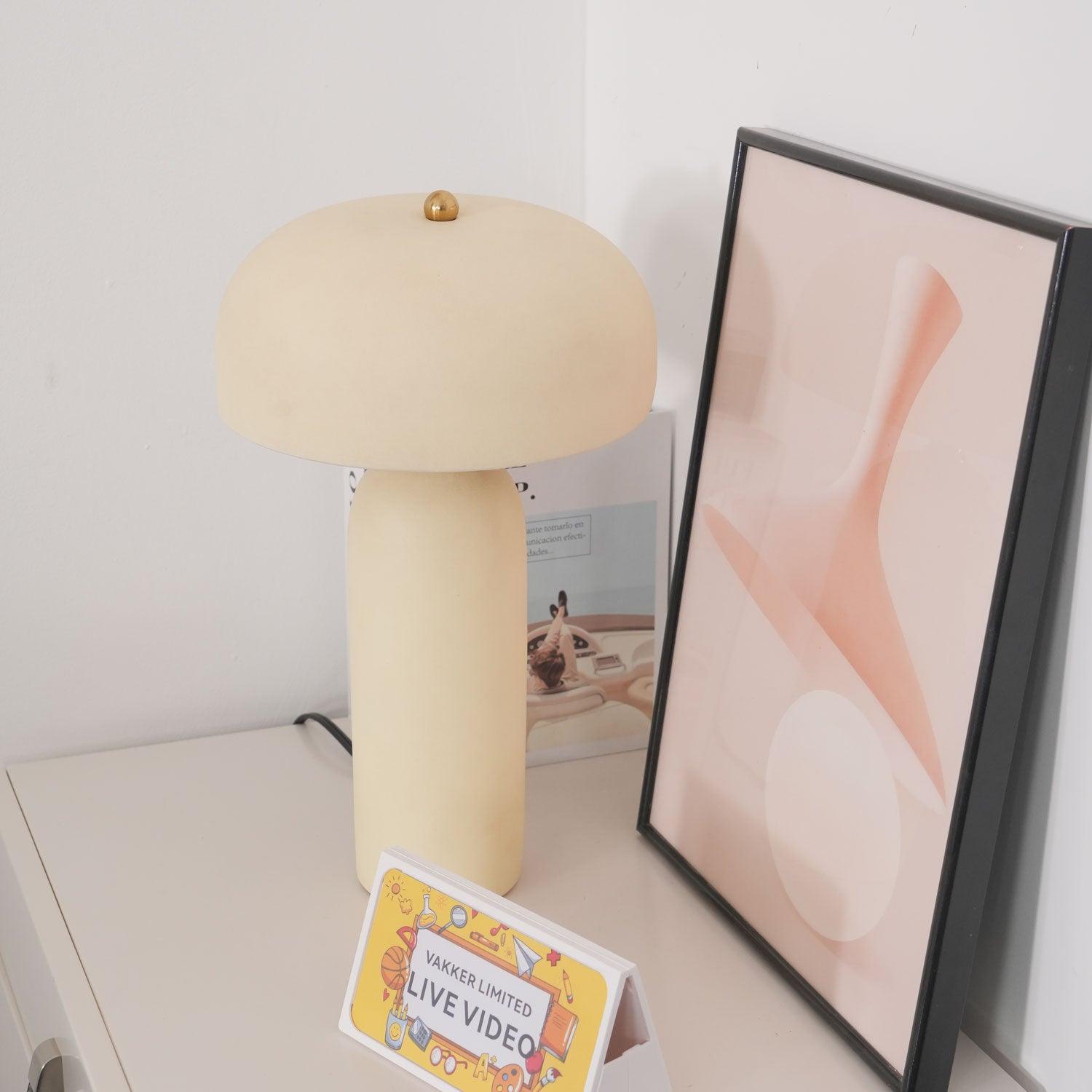 Modern Ceramic Mushroom Table Lamp Fungi Glow Bedside Light for Bedroom and Living Room
