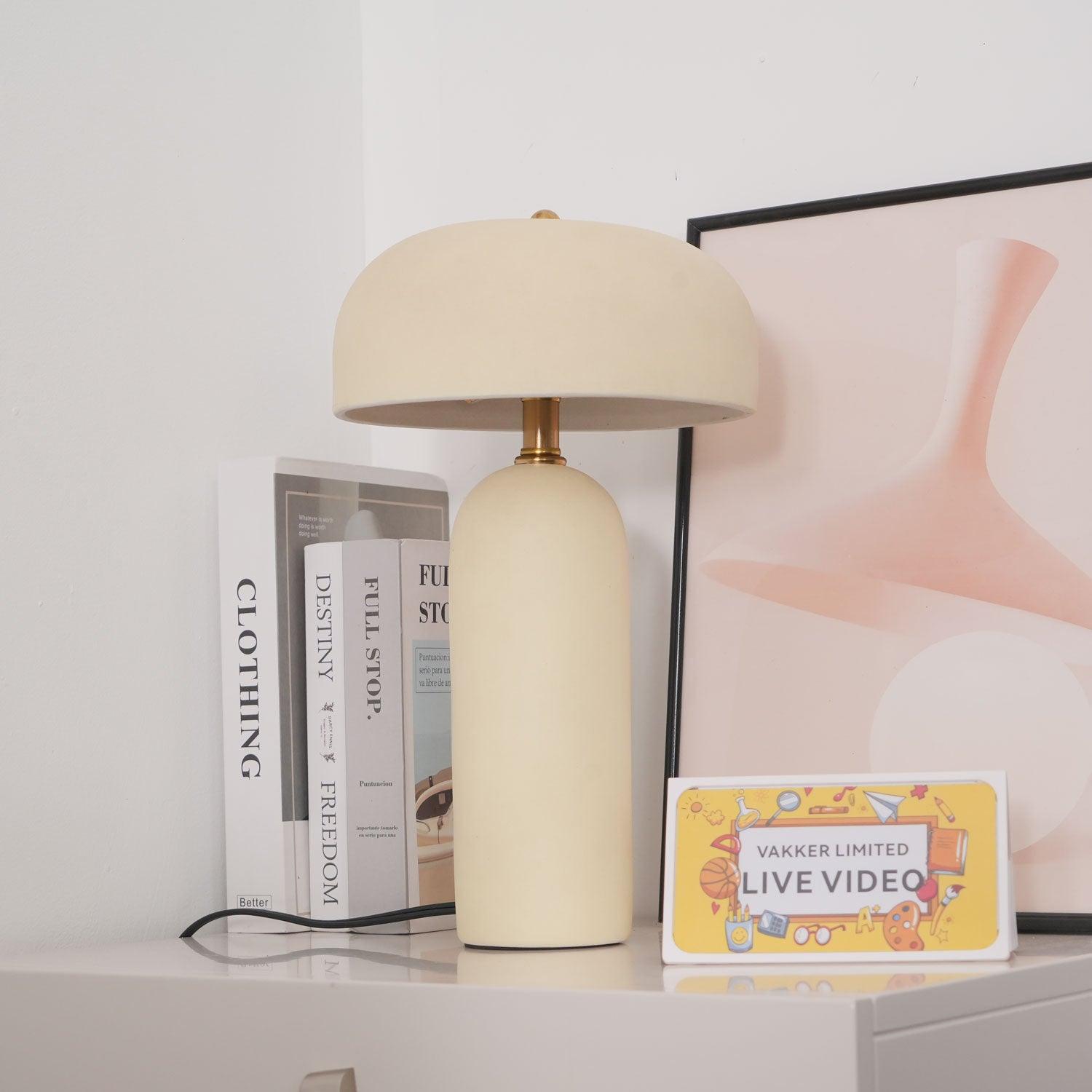 Modern Ceramic Mushroom Table Lamp Fungi Glow Bedside Light for Bedroom and Living Room