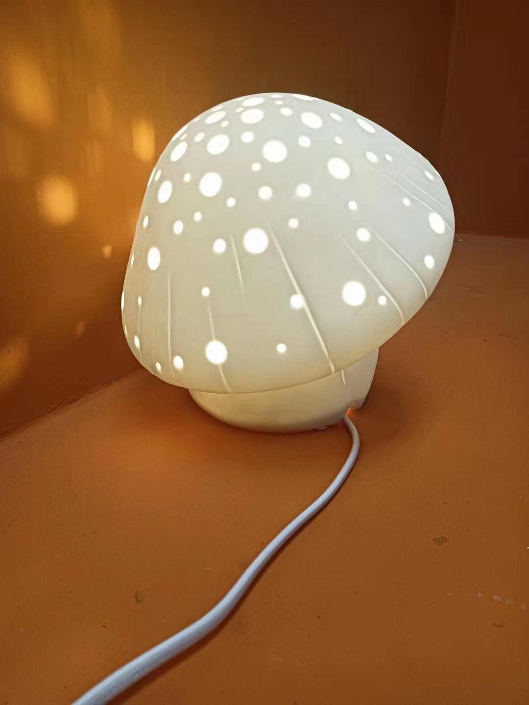 Modern Fungo White Ceramic Mushroom Table Lamp for Bedroom and Elegant Office Lighting Decor