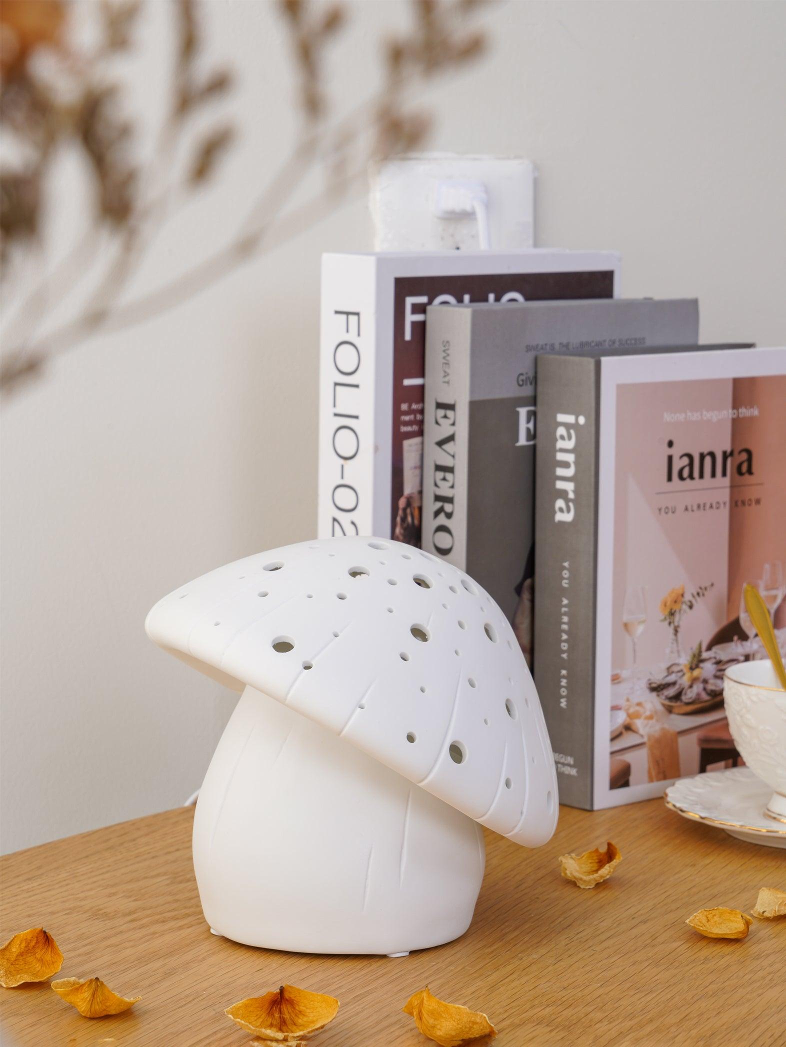Modern Fungo White Ceramic Mushroom Table Lamp for Bedroom and Elegant Office Lighting Decor