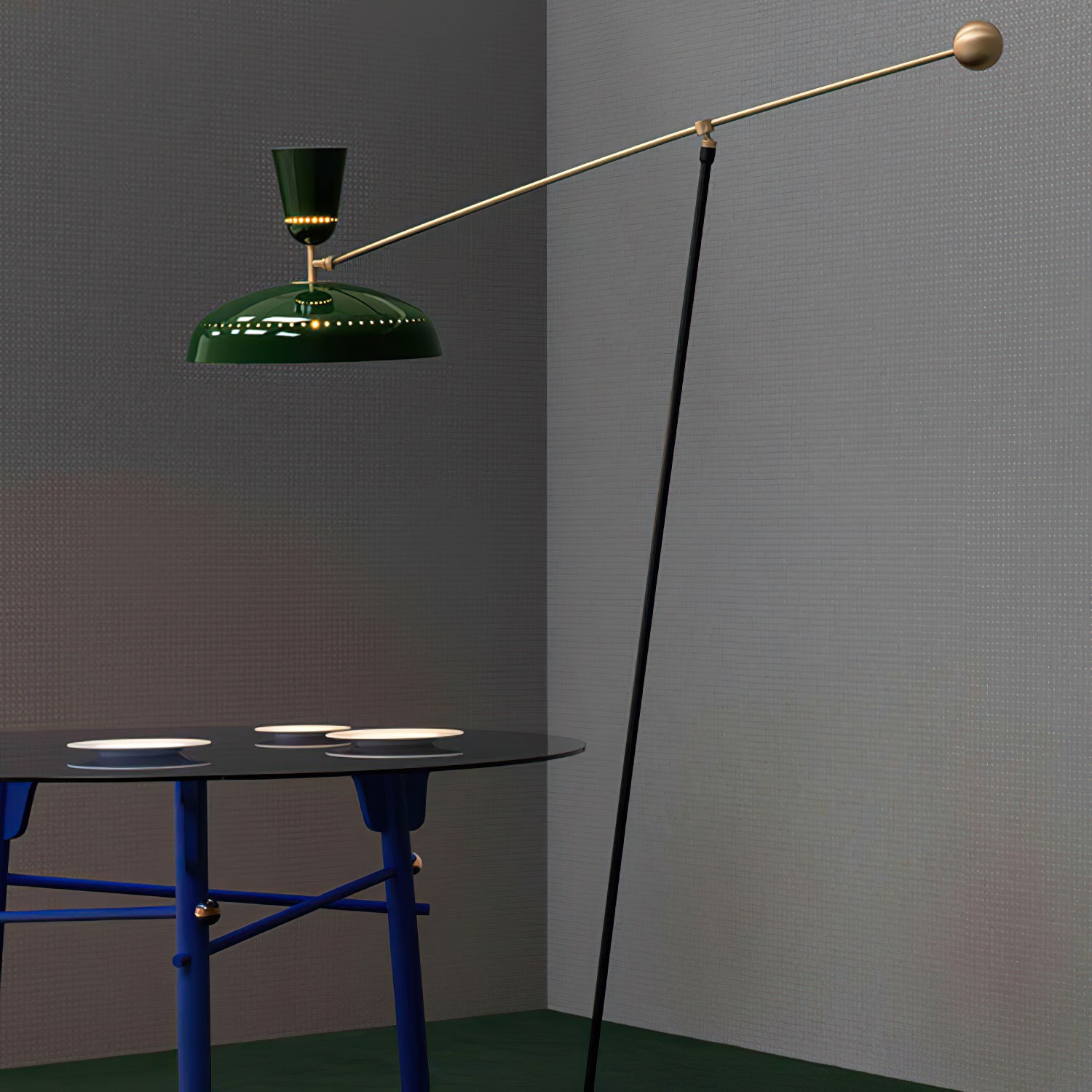 G1 Modern Brass Reading Floor Lamp with Dual Light Source and Adjustable Shade