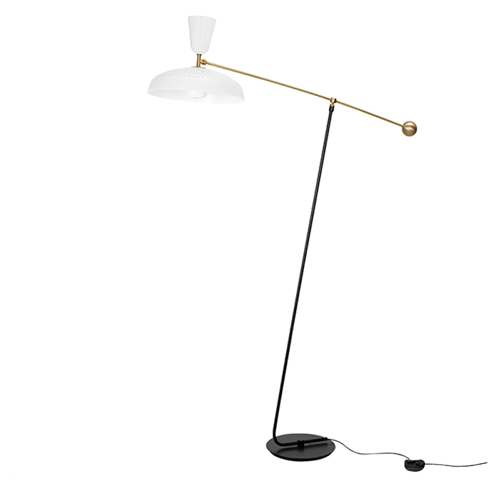 G1 Modern Brass Reading Floor Lamp with Dual Light Source and Adjustable Shade