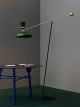 G1 Modern Brass Reading Floor Lamp with Dual Light Source and Adjustable Shade