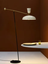G1 Modern Brass Reading Floor Lamp with Dual Light Source and Adjustable Shade