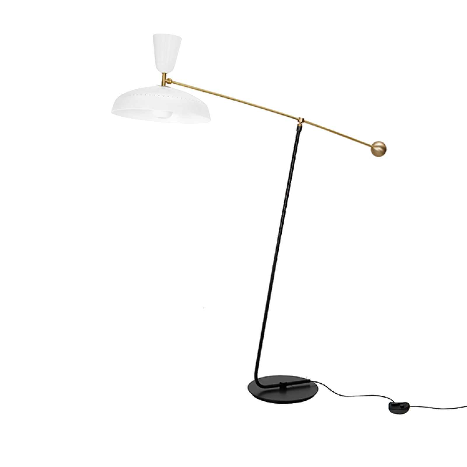 G1 Modern Brass Reading Floor Lamp with Dual Light Source and Adjustable Shade