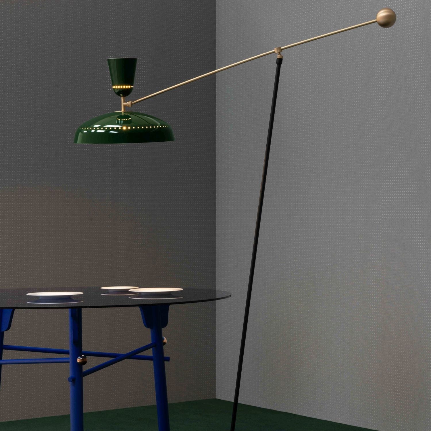 G1 Modern Brass Reading Floor Lamp with Dual Light Source and Adjustable Shade
