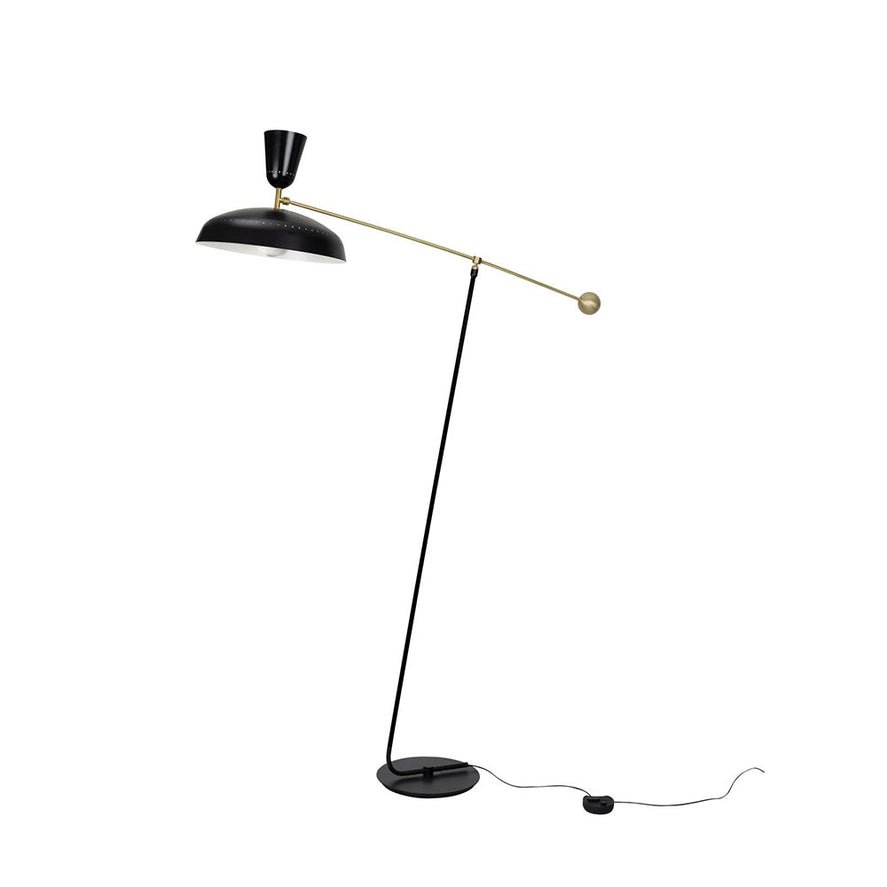 G1 Modern Brass Reading Floor Lamp with Dual Light Source and Adjustable Shade