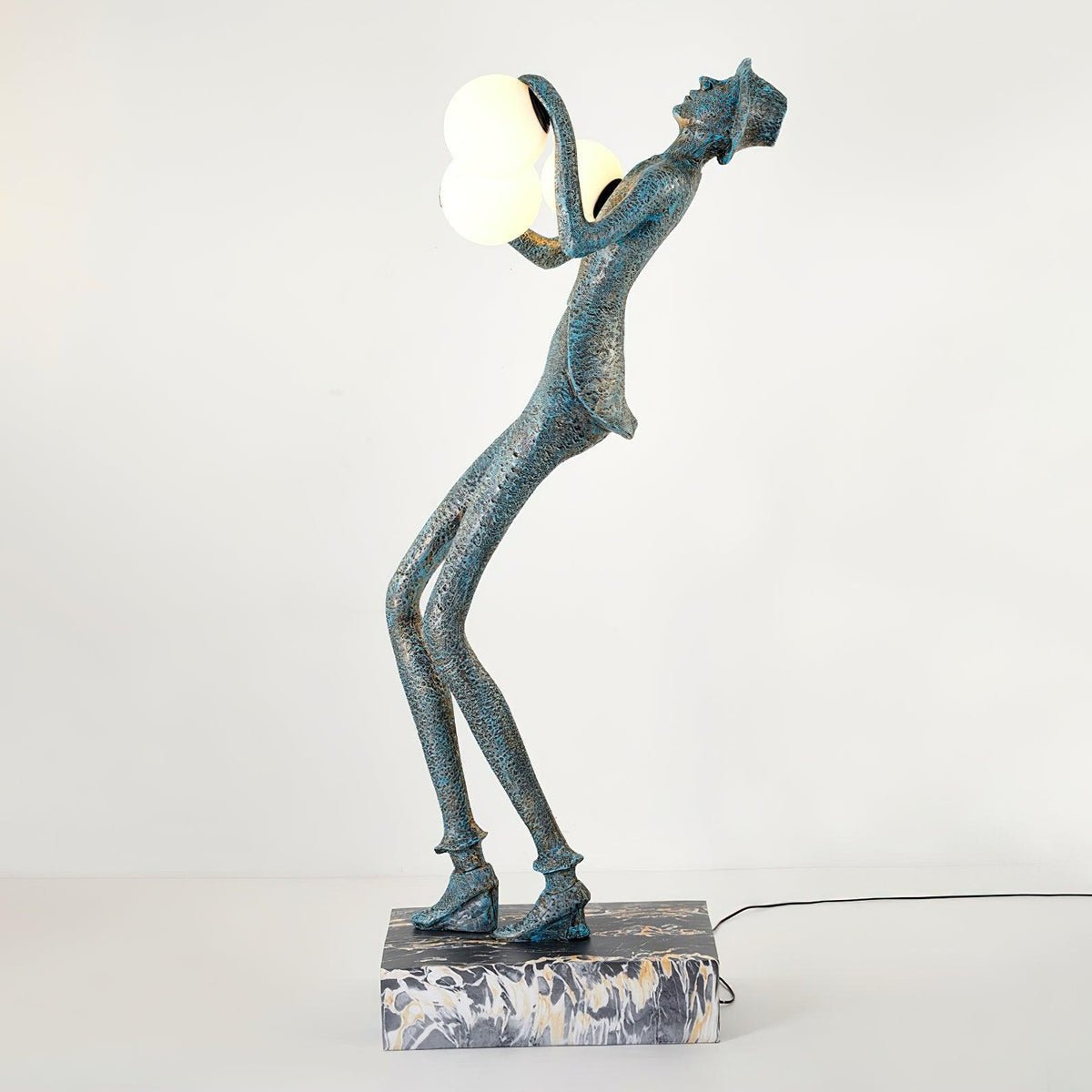 Modern Gentleman Sculpture Standing Floor Lamp with Glowing Glass Globes