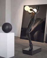Modern Gentleman Sculpture Standing Floor Lamp with Glowing Glass Globes