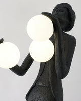 Modern Gentleman Sculpture Standing Floor Lamp with Glowing Glass Globes