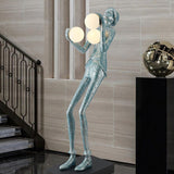 Modern Gentleman Sculpture Standing Floor Lamp with Glowing Glass Globes