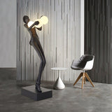 Modern Gentleman Sculpture Standing Floor Lamp with Glowing Glass Globes