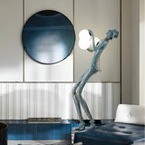 Modern Gentleman Sculpture Standing Floor Lamp with Glowing Glass Globes
