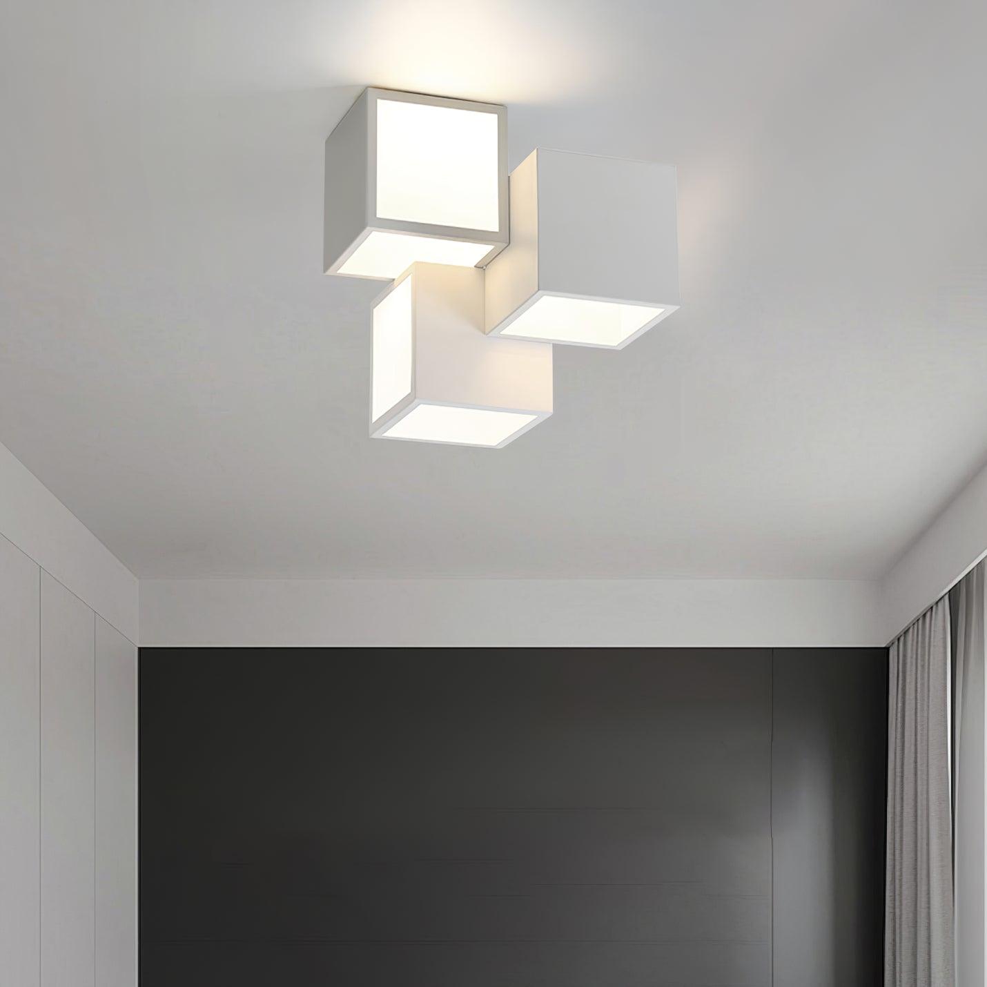 Contemporary Geometric LED Flush Mount Ceiling Lamp for Modern Living Room and Bedroom