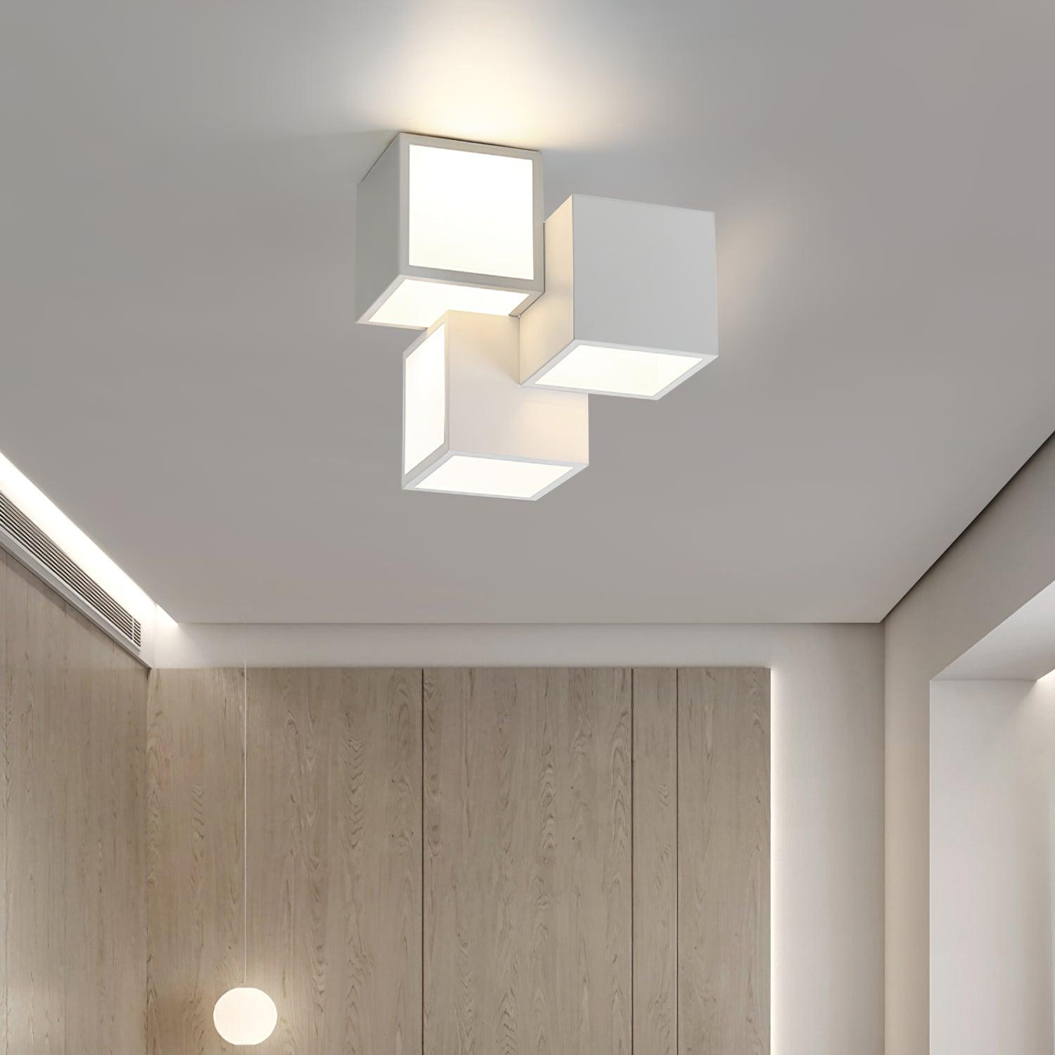 Contemporary Geometric LED Flush Mount Ceiling Lamp for Modern Living Room and Bedroom