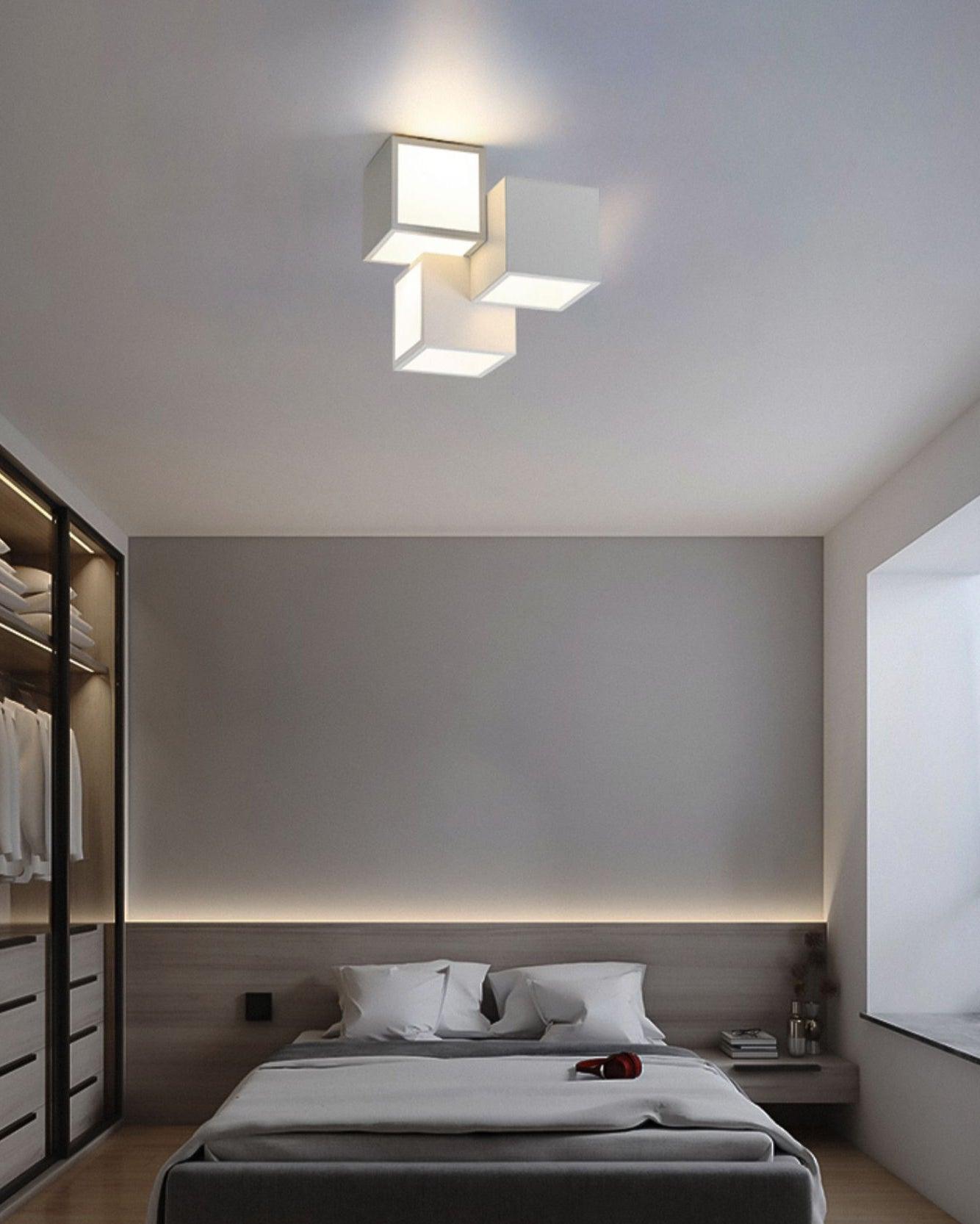Contemporary Geometric LED Flush Mount Ceiling Lamp for Modern Living Room and Bedroom