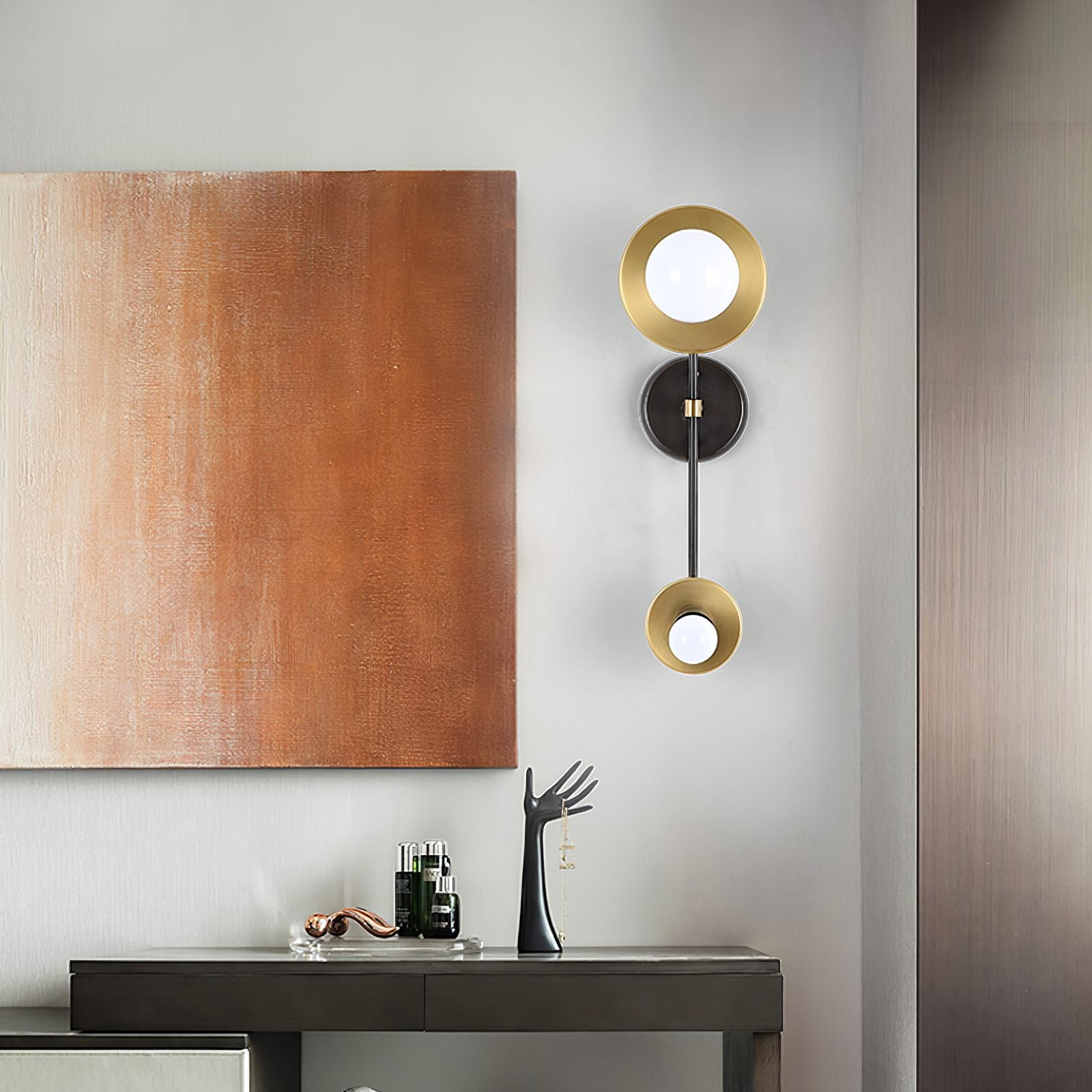 modern-geometric-composition-wall-sconce-with-gold-and-black-finish-white-glass-shade