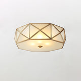 Modern Geometric Glass Flush Mount Ceiling Light Brass Gold Finish Mid Century Lighting