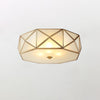 Modern Geometric Glass Flush Mount Ceiling Light Brass Gold Finish Mid Century Lighting