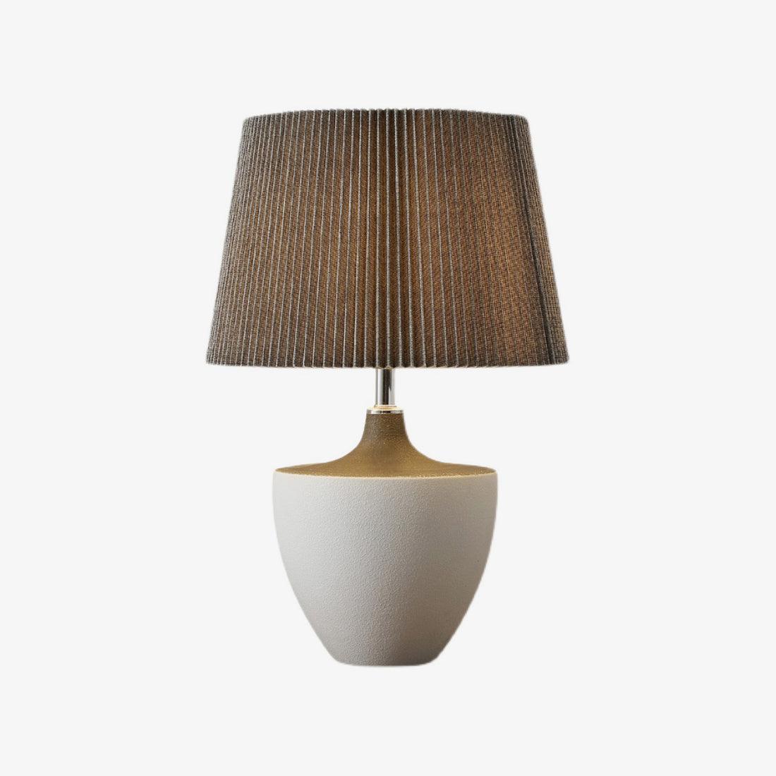 Modern Ceramic Ghassan Table Lamp with Grey Fabric Shade for Bedroom and Living Room