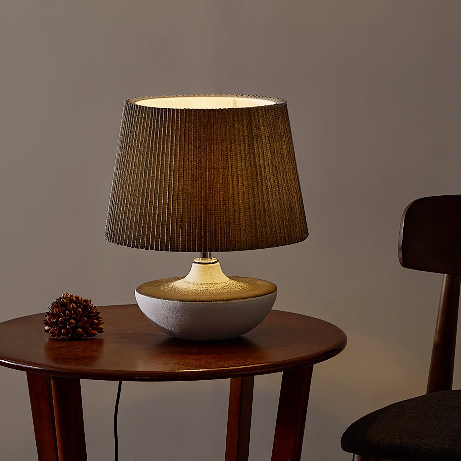 Modern Ceramic Ghassan Table Lamp with Grey Fabric Shade for Bedroom and Living Room