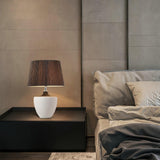 Modern Ceramic Ghassan Table Lamp with Grey Fabric Shade for Bedroom and Living Room