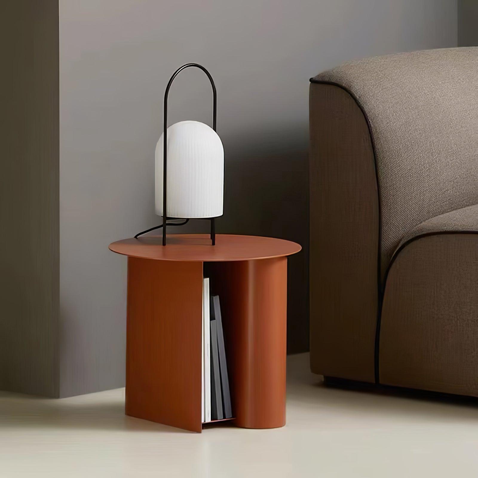 Modern Ghost Accent Table Lamp with Milk White Glass Dome and Portable Arched Metal Stand