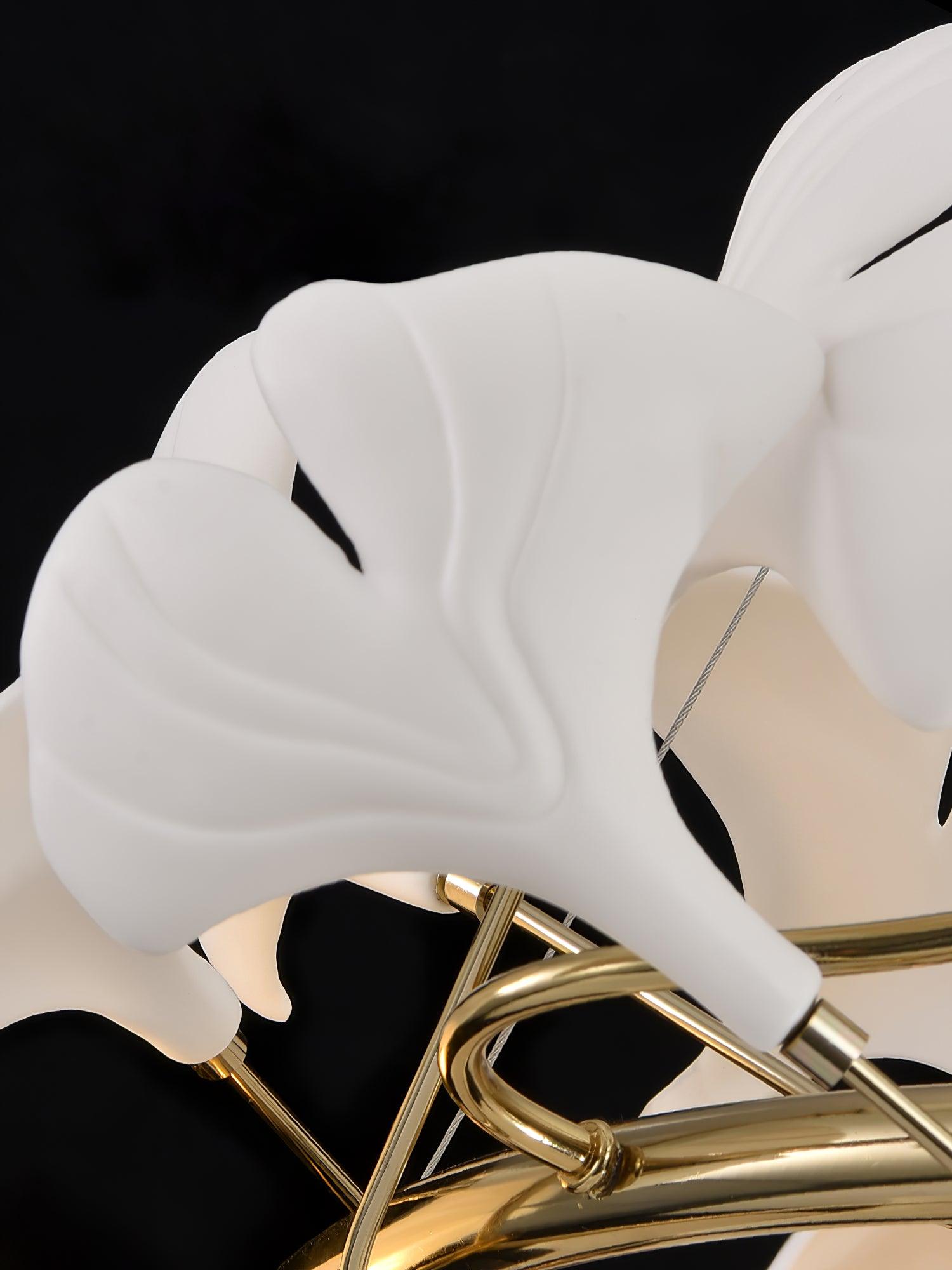 Ceramic Ginkgo Leaf Cascade Chandelier Luxury Pendant Light for Grand Entrances