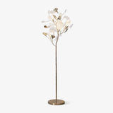 Luxury Porcelain Ginkgo Leaf Accent Standing Floor Lamp in Gold Finish