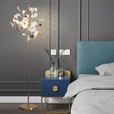 Luxury Porcelain Ginkgo Leaf Accent Standing Floor Lamp in Gold Finish