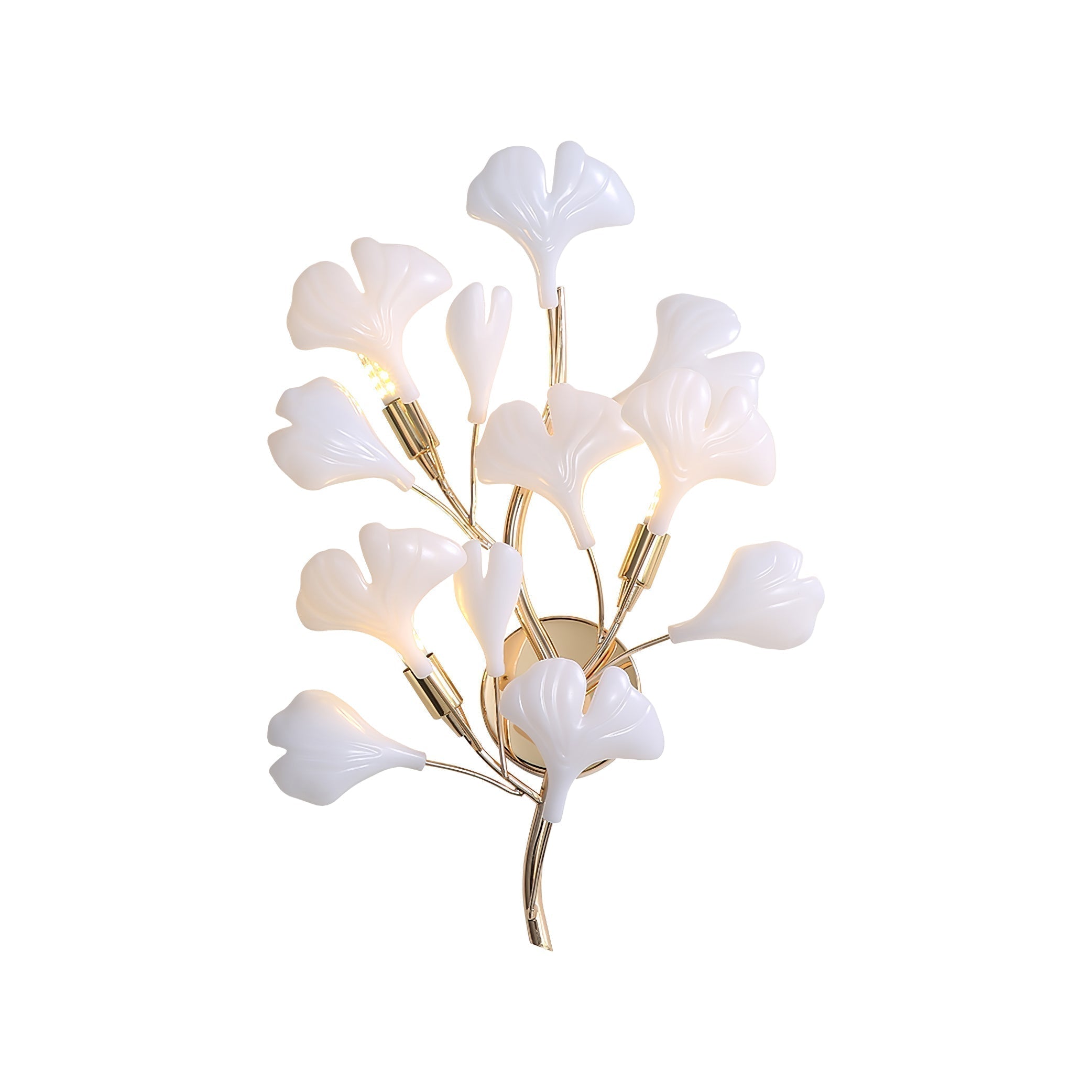 Elegant Gold and White Ginkgo Leaf Wall Sconce Indoor Ceramic Accent Lighting