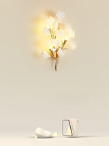 Elegant Gold and White Ginkgo Leaf Wall Sconce Indoor Ceramic Accent Lighting