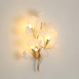 Elegant Gold and White Ginkgo Leaf Wall Sconce Indoor Ceramic Accent Lighting