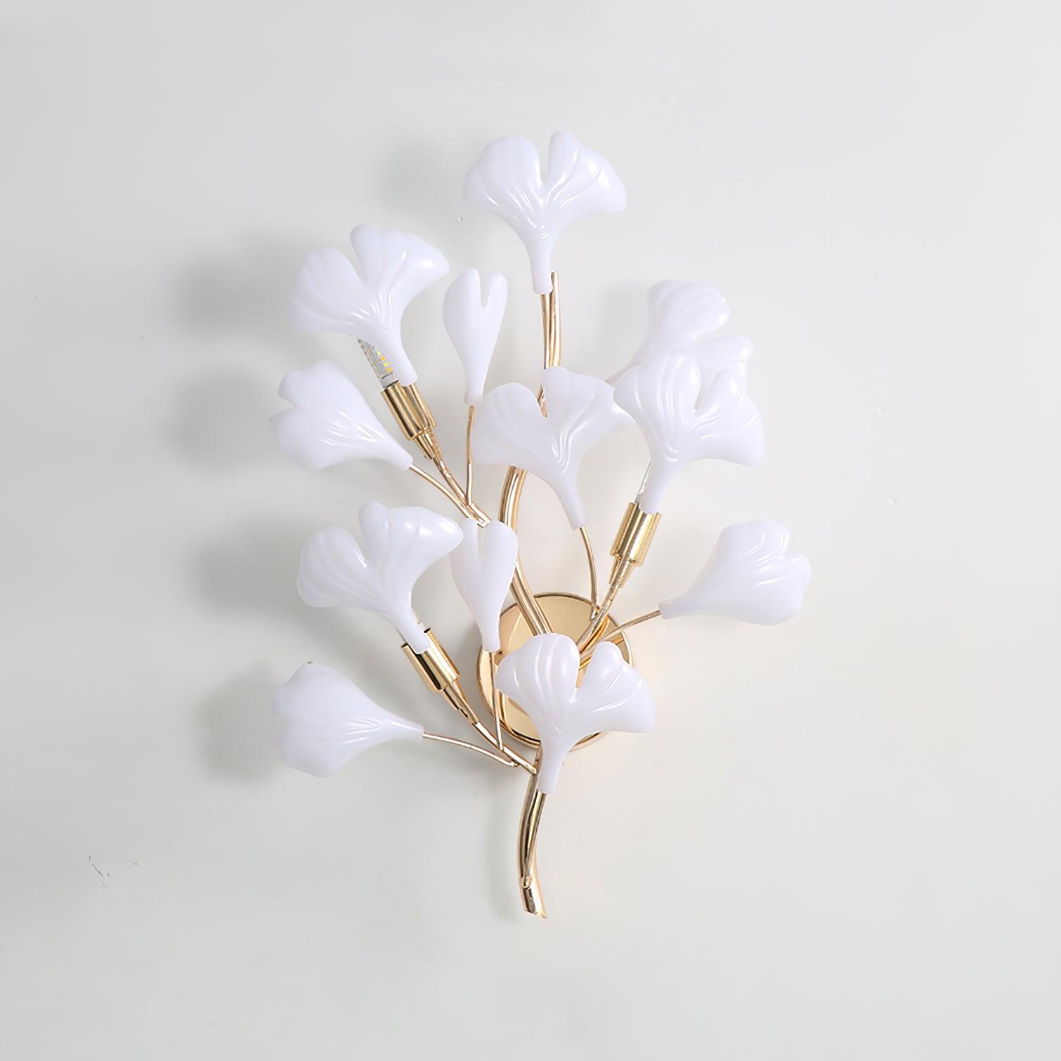 Elegant Gold and White Ginkgo Leaf Wall Sconce Indoor Ceramic Accent Lighting