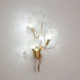 Elegant Gold and White Ginkgo Leaf Wall Sconce Indoor Ceramic Accent Lighting