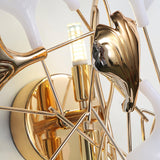 Elegant Gold and White Ginkgo Leaf Wall Sconce Indoor Ceramic Accent Lighting