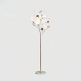 Luxury Porcelain Ginkgo Leaf Accent Standing Floor Lamp in Gold Finish