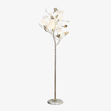 Luxury Porcelain Ginkgo Leaf Accent Standing Floor Lamp in Gold Finish
