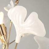 Luxury Porcelain Ginkgo Leaf Accent Standing Floor Lamp in Gold Finish