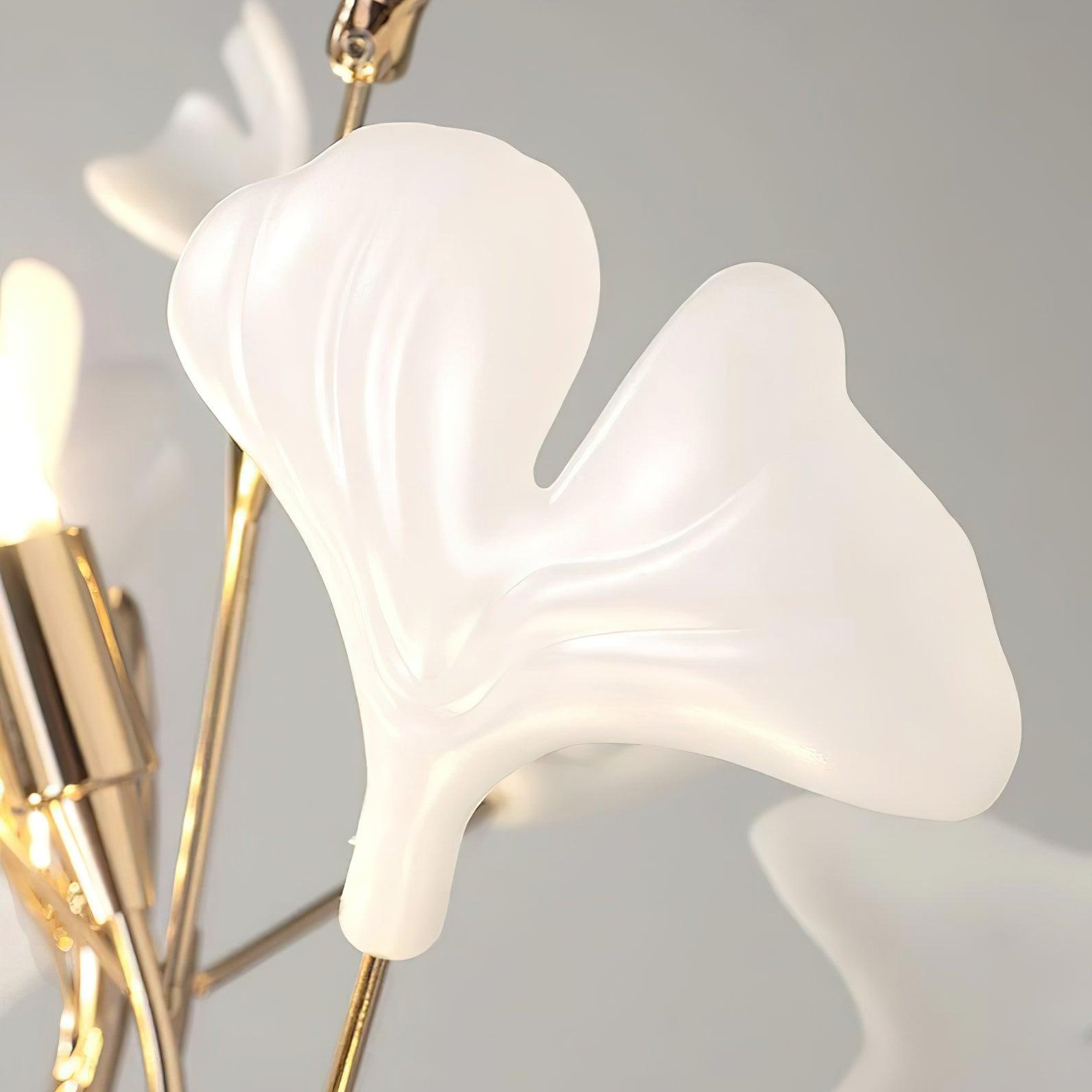 Luxury Porcelain Ginkgo Leaf Accent Standing Floor Lamp in Gold Finish