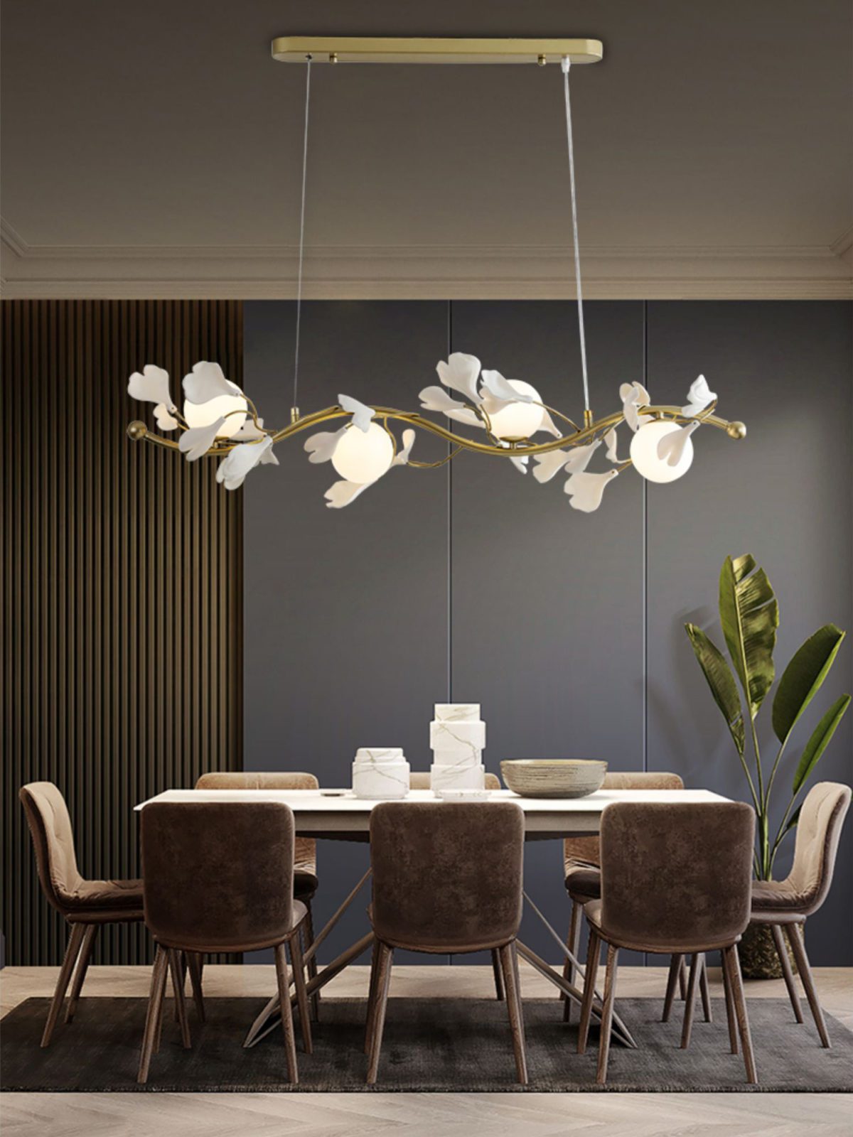 luxury-ginkgo-leaf-linear-chandelier-gold-metal-bar-light-with-white-ceramic-petal-shades