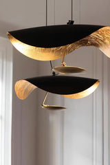 Modern Minimalist Giorgio Curving Disc LED Pendant Light with Adjustable Hanging Height