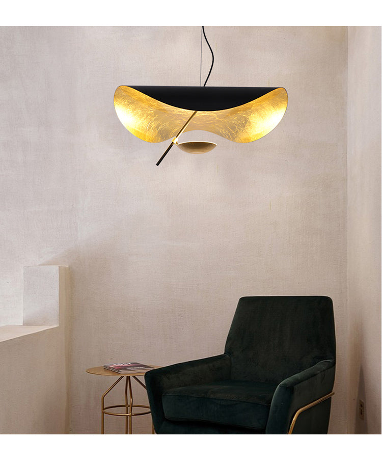 Modern Minimalist Giorgio Curving Disc LED Pendant Light with Adjustable Hanging Height