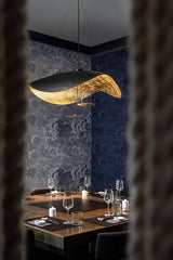 Modern Minimalist Giorgio Curving Disc LED Pendant Light with Adjustable Hanging Height
