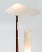 Modern Giraffe Torchiere Floor Lamp Walnut and Stainless Steel Standing Light with White Shade
