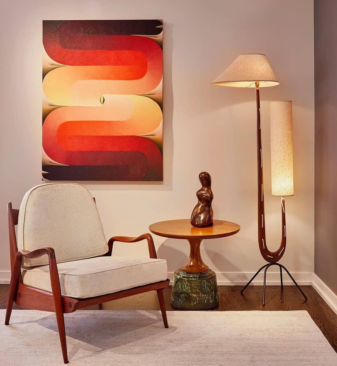 Modern Giraffe Torchiere Floor Lamp Walnut and Stainless Steel Standing Light with White Shade