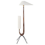 Modern Giraffe Torchiere Floor Lamp Walnut and Stainless Steel Standing Light with White Shade
