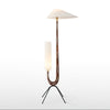 Modern Giraffe Torchiere Floor Lamp Walnut and Stainless Steel Standing Light with White Shade