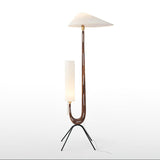 Modern Giraffe Torchiere Floor Lamp Walnut and Stainless Steel Standing Light with White Shade