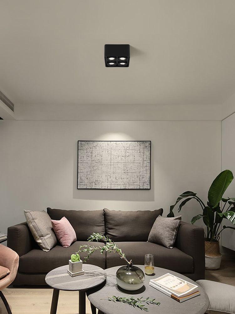 Modern Square LED Surface Mounted Spotlight Steel Flush Mount Ceiling Light for Living Room Shop